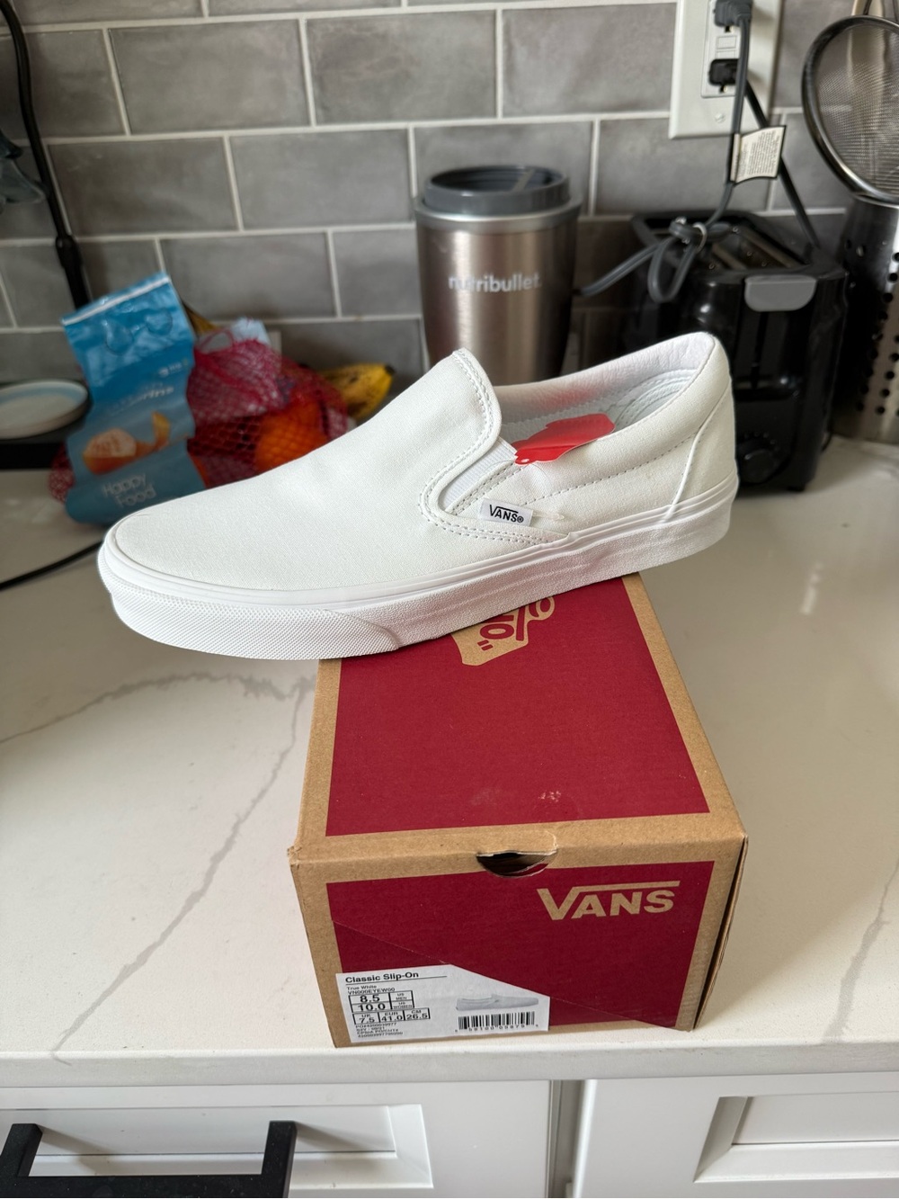 Vans White Classic Slip-On Canvas Loafers